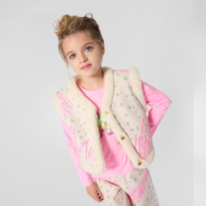 Billieblush Faux Fur Trim Printed Gilet