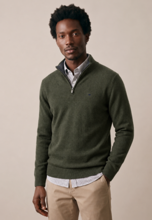 Fynch Hatton Wool-Cashmere Mix Half Zip Jumper