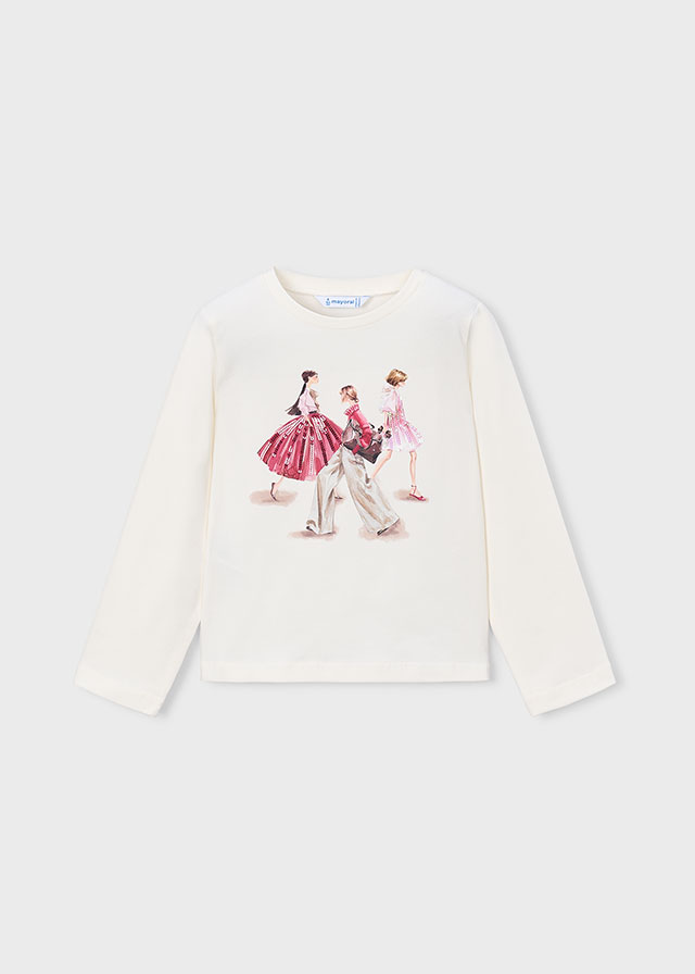 Front view of the Mayoral white T-shirt for girls