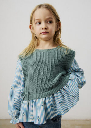 Mayoral Girls’ Shirt with Top in Bay Leaf – full product view