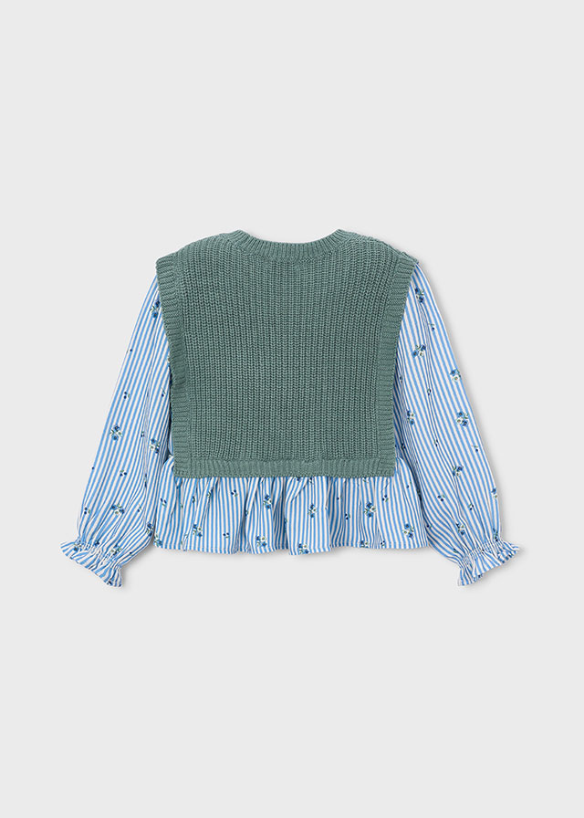 Close-up of the fabric and design of the Mayoral Girls’ Shirt with Top