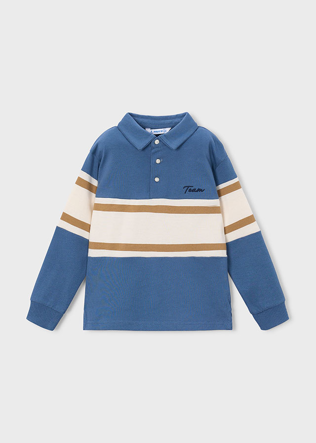 Mayoral Boys’ Mixed-Colour Polo Shirt in Glacier Blue – front view