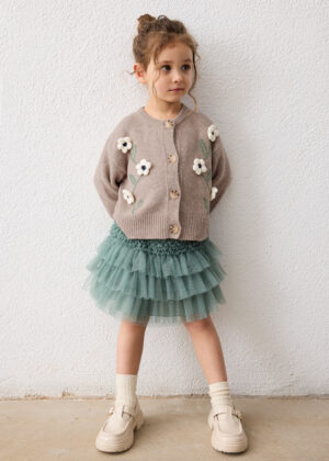 Mayoral beige floral knitted jumper for girls – full product view