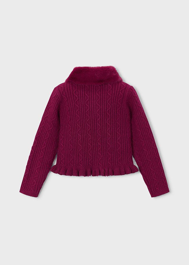 Mayoral Girls’ Knitted Cardigan in Raspberry – back view