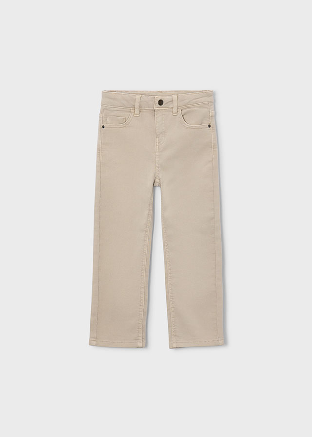 Front view of the Mayoral walnut regular-fit trousers for boys
