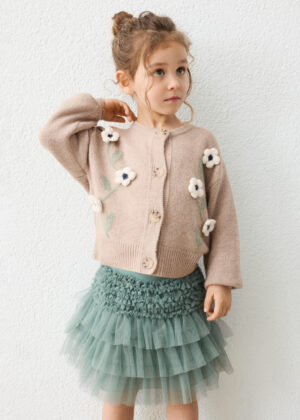 Mayoral Girls’ Tulle Ruffle Skirt in Green – full product view