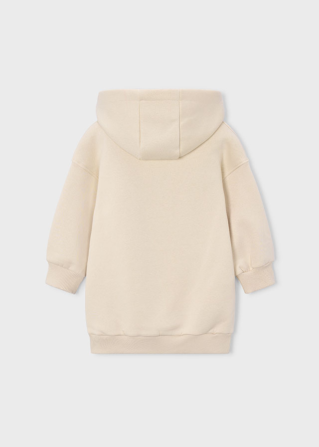 Mayoral Girls’ Hooded Sweatshirt Dress in Cream – back view