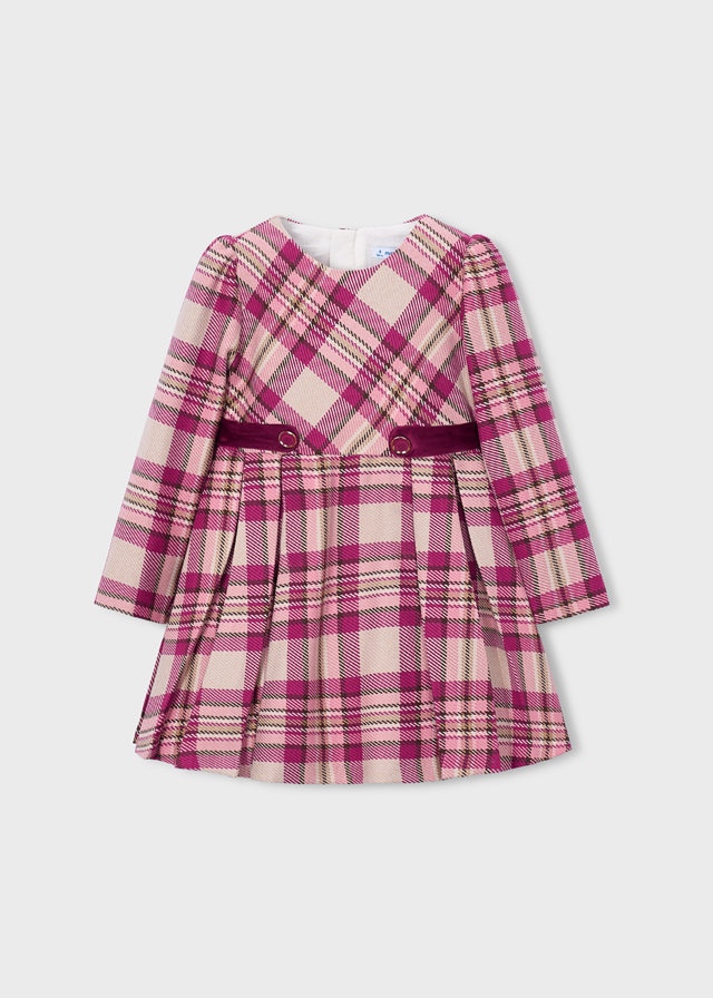Mayoral Girls’ Checked Dress in Raspberry – front view