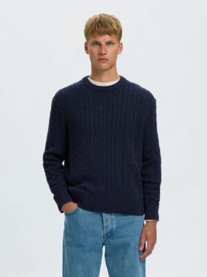 Selected Homme Braun Cable Knit Jumper
